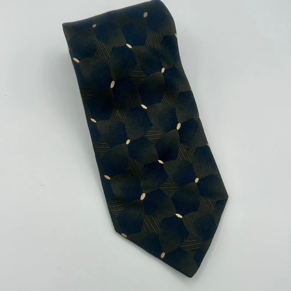 Pal Zileri Mens Silk Tie Blue Green Geometric Abstract Made in Italy Luxury